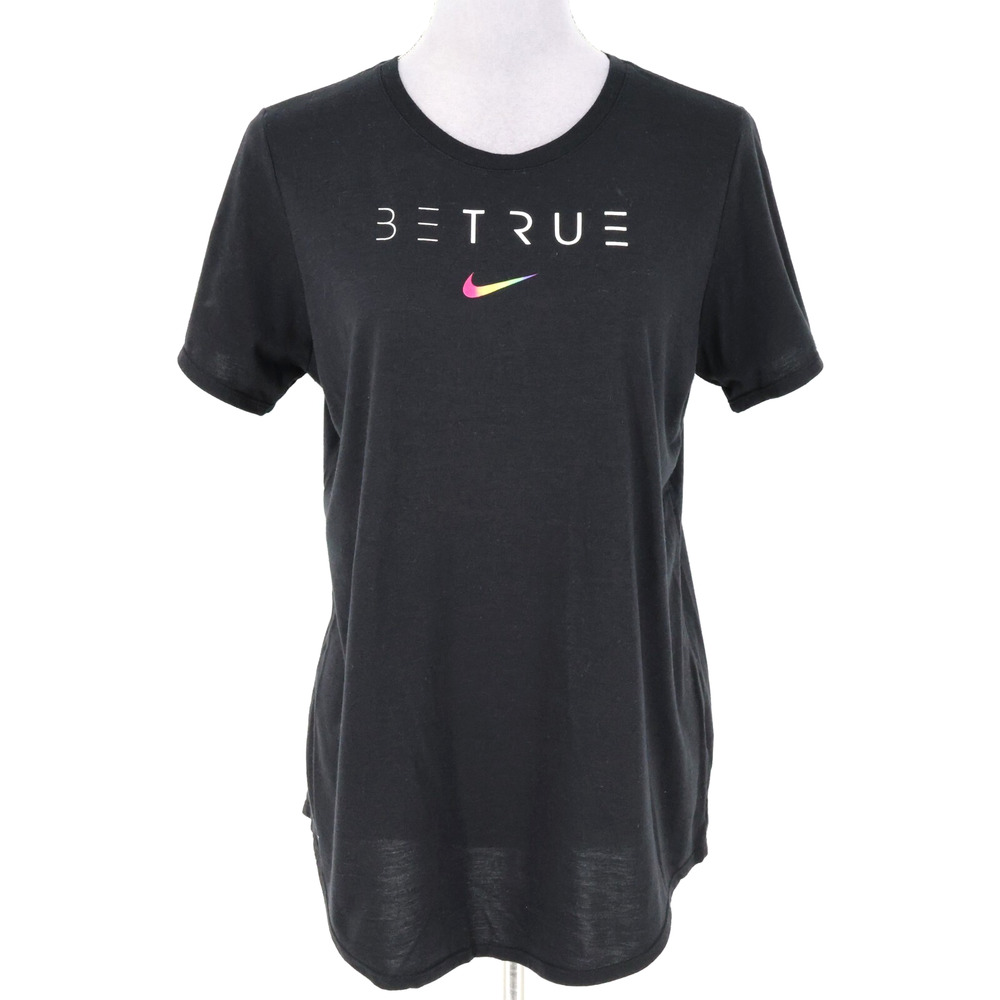 Nike Top Womens XL Black Cotton Blend Dri Fit Tee Shirt Be True Gym Athleisure
